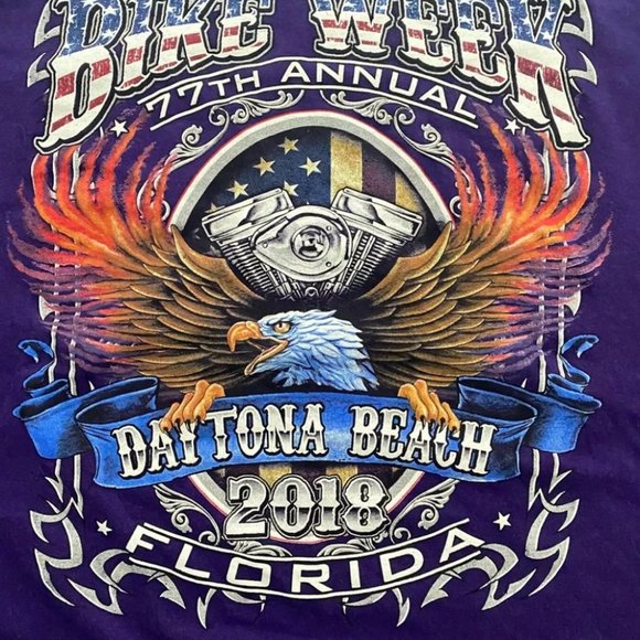 Daytona Beach Florida Bike Week 2018 77th Annual Purple T Shirt Men's XL purple - Picture 4 of 4